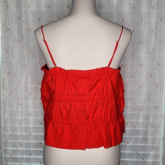 La Amario Red Boho Front Tie Spaghetti Strap Cami Top Size Large Patriotic NWT - Picture 2 of 6